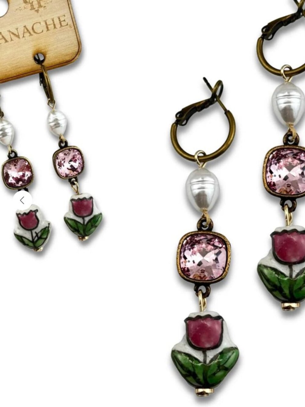 Ceramic Flower Earrings - Pink